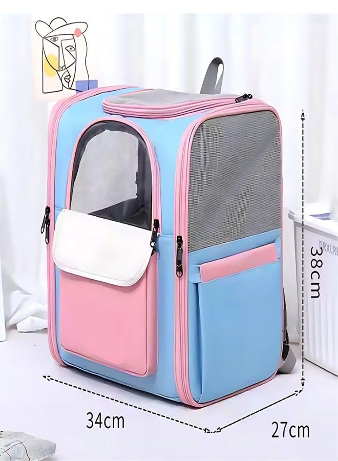 PET FUN Portable Transparent Pet Backpack Carrier for Small Dogs & Cats, Airline Approved, Ventilated with Padded Shoulder Straps, Travel & Hiking Bag (Grey) - Image 3